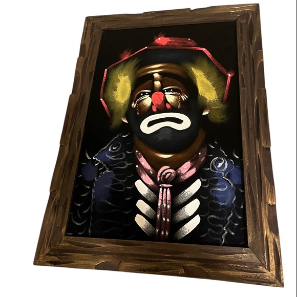 Clown 2 Paintings On Canvas Abstract Impressionism One of a kind Neon Folk Art ! - Picture 2 of 3
